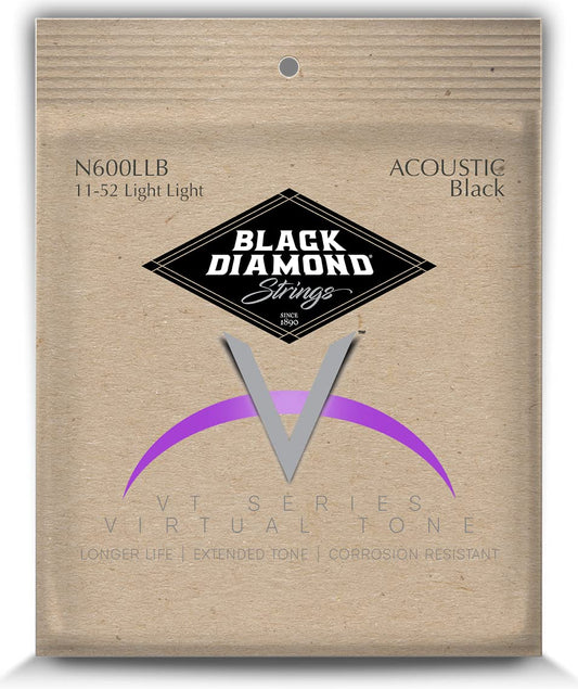 Black Diamond Strings® N600LLB Acoustic Black Coated Phos LL.011BP.015BP.022PBB.032PBB.042PBB.052PBB