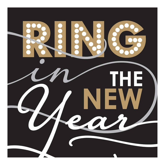 Boston International Ideal Home Range 20 Count 3-Ply Paper Cocktail Napkins, Rosanne Beck Ring in The New Year