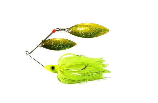 Nichols Lures Pulsator Metal Flake Double Willow Spinnerbait, Transparent Chartreuse, 1/2-Ounce
