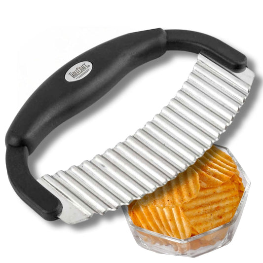 Tablecraft H6610 Crinkle Cutter Single Blade with Plastic Handle Small Black