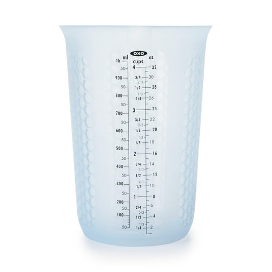 OXO Good Grips 4-Cup Squeeze & Pour Silicone Measuring Cup with Stay-Cool Pattern