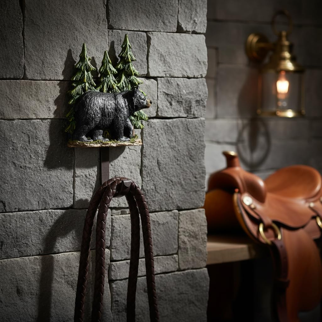 Comfy Hour 8 Inch Black Bear Wall Hook, Forest Animal Decor