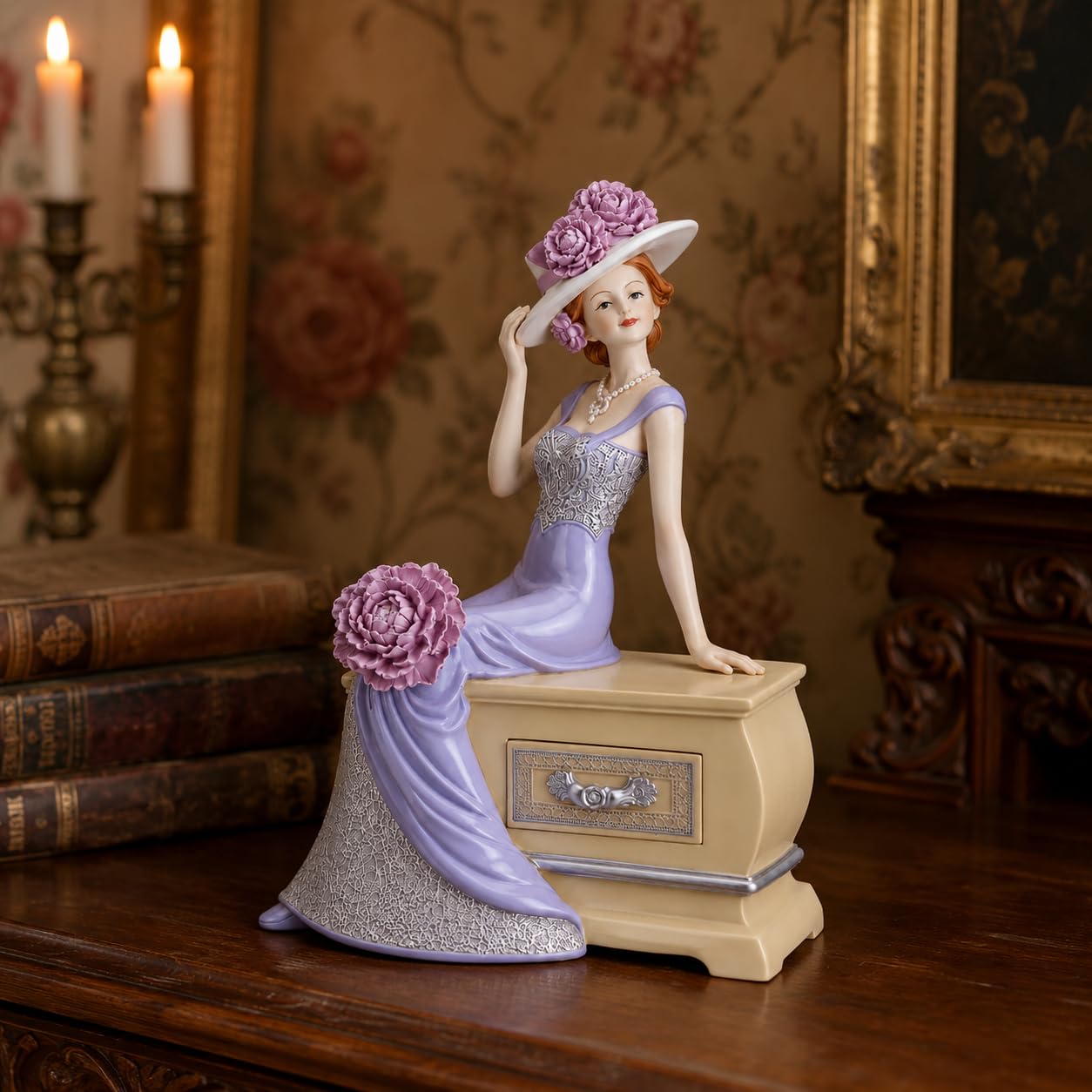 Comfy Hour 12.4 Inch Victorian Decor Lady Figurine, Lavender Gown