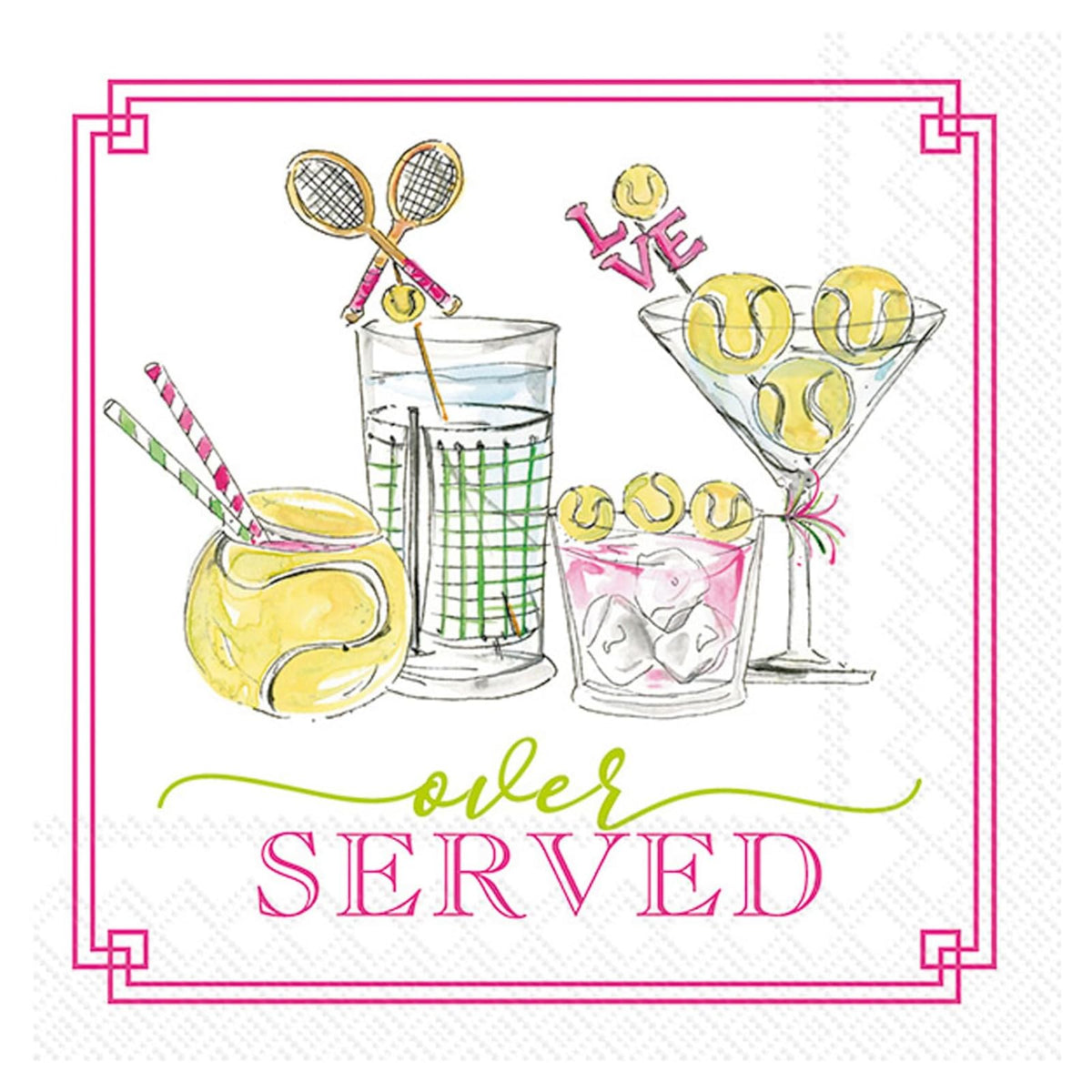 ihr SINCE 1977 Disposable Napkin, 5" x 5", Tennis Drinks