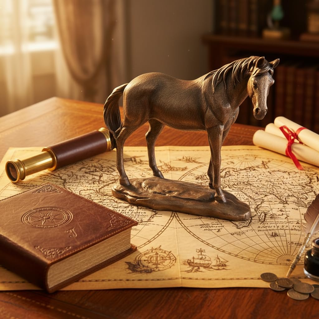 Comfy Hour Farmhouse Home Decor Collection Resin 8" Brown Copper Horse Desktop Decoration