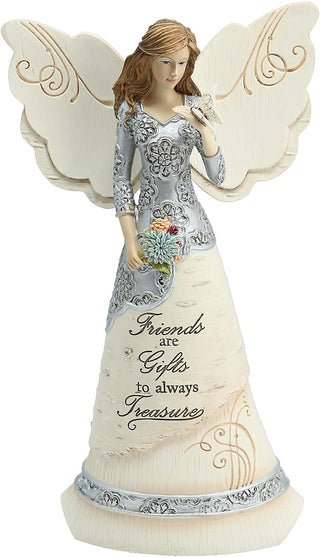 Elements Friend Angel Figurine by Pavilion 8-Inch Holding Butterfly Inscription Friends Are Gifts to Always Treasure
