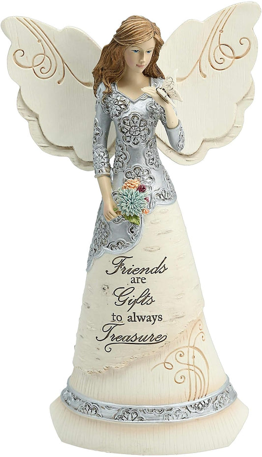 Elements Friend Angel Figurine by Pavilion 8-Inch Holding Butterfly Inscription Friends Are Gifts to Always Treasure