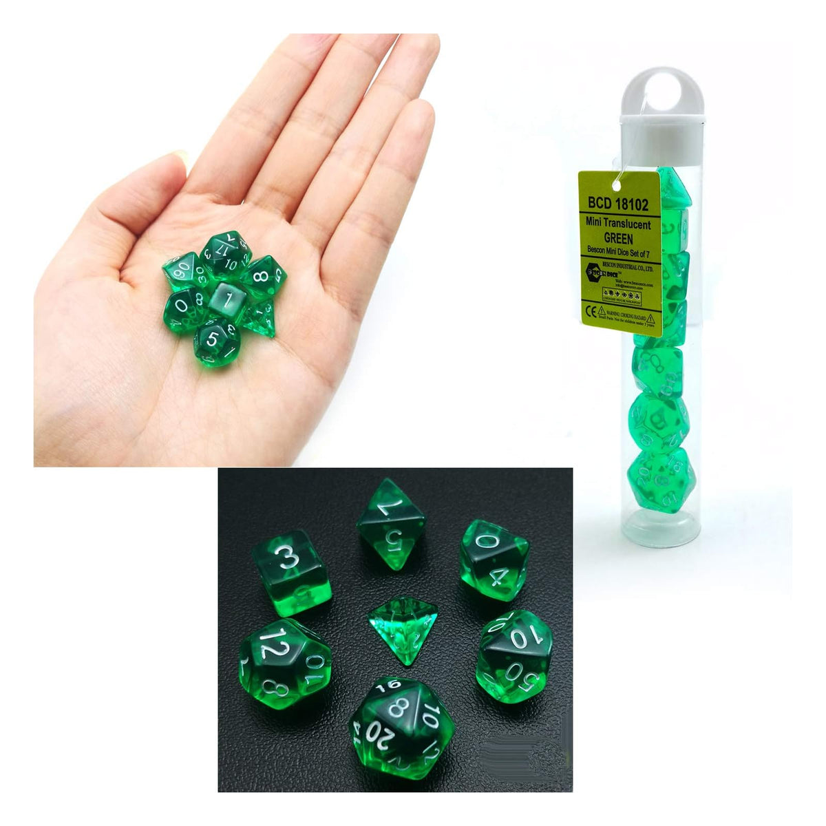 BESCON DICE Game Dice, 10MM, Transparent Green