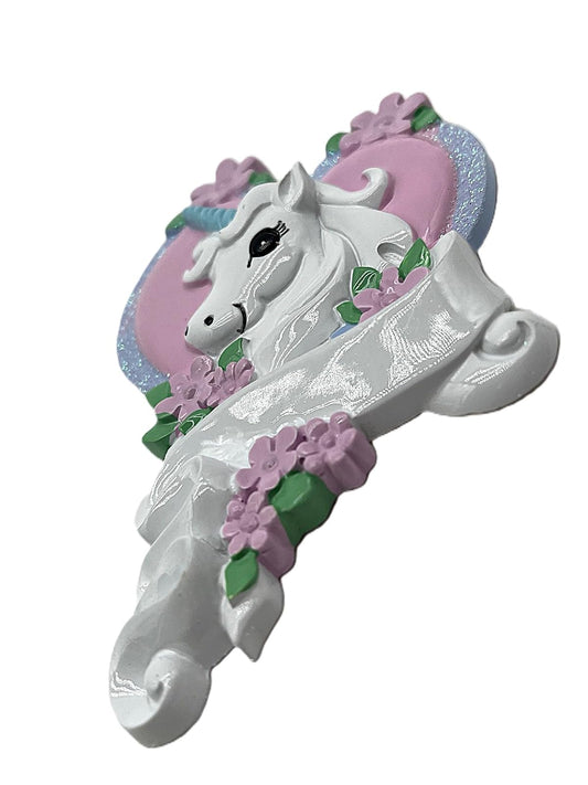 Kurt Adler White Unicorn Horse with Pink Heart Christmas Ornament Holiday Decoration W8285