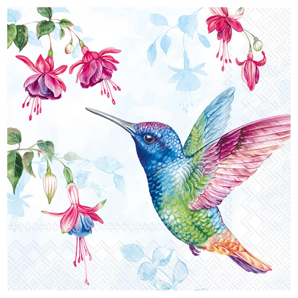 ihr SINCE 1977 Disposable Napkin, 5" x 5", Hummingbird (Light Blue)
