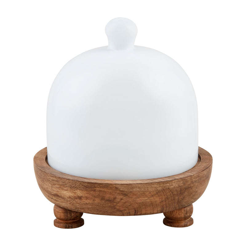 Mud Pie Milk Glass Cloche Set, 8" x 7" dia, WHITE