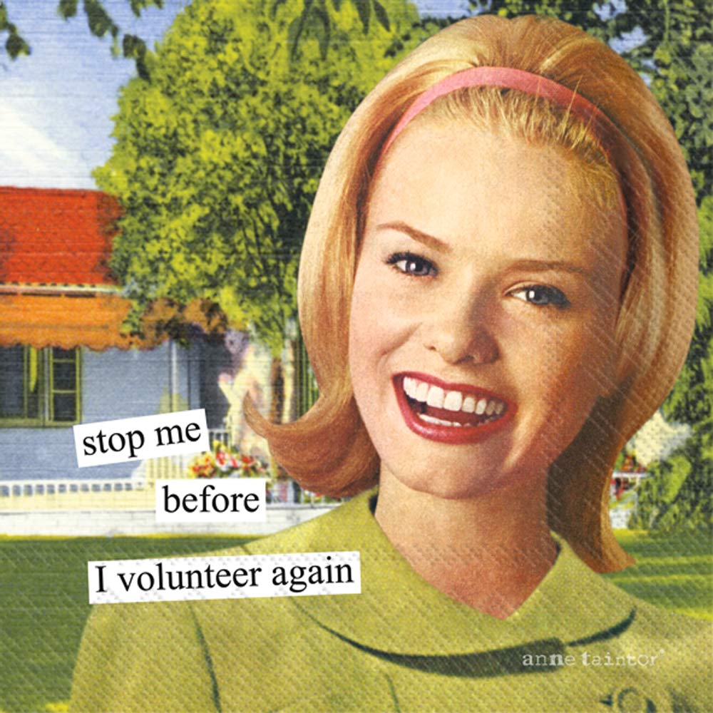 Ideal Home Range Boston International IHR Anne Taintor, 20 Count, Cocktail Beverage Paper Napkins, 5 x 5-Inches, Volunteer