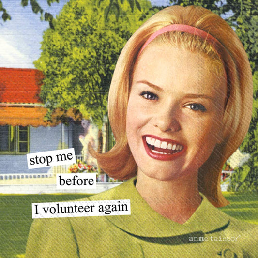 Ideal Home Range Boston International IHR Anne Taintor, 20 Count, Cocktail Beverage Paper Napkins, 5 x 5-Inches, Volunteer