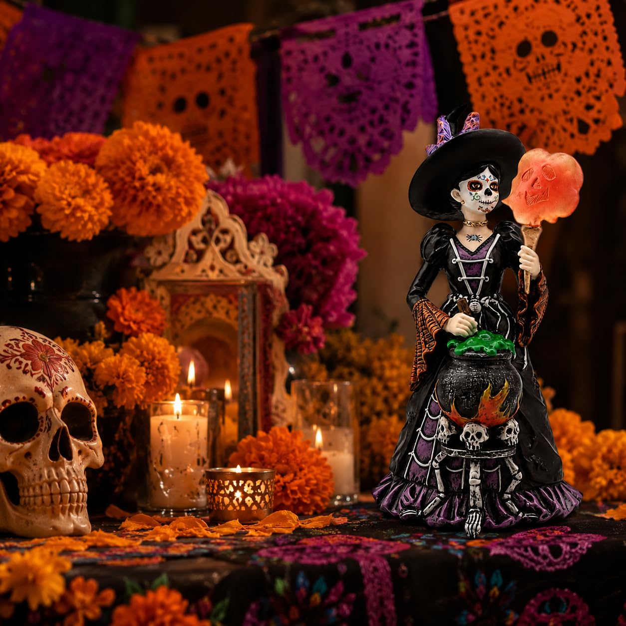 Comfy Hour 8.3 Inch Day of the Dead Witch Figurine, Catrina Decor