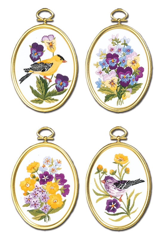 Design Works Crafts Janlynn Embroidery Kit, 4-1/4-Inch by 3-1/4-Inch, Wildflowers and Finches