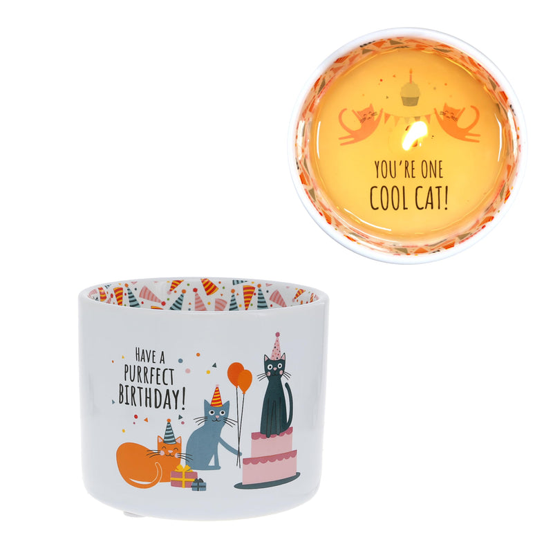 Pavilion - Have A Purrfect Birthday - 8 oz Jasmine Scented Candle Wax Reveal Secret Hidden Suprise Message Feline Kitty Kitten Cat Lover Birthday Unique Novelty Present