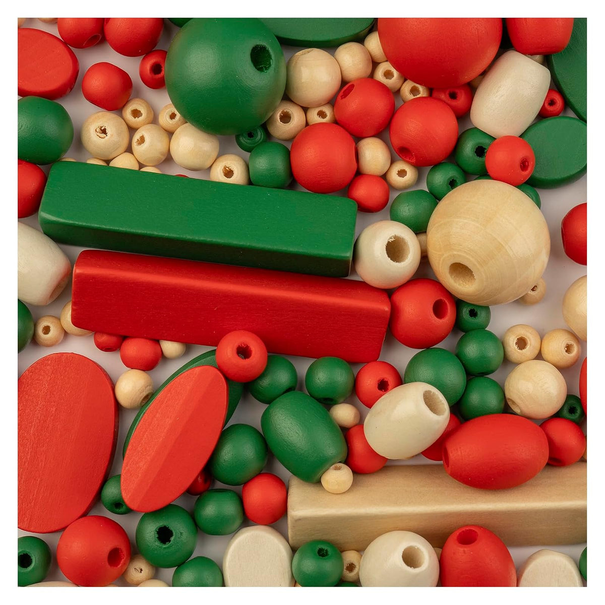 John Bead Craft Bead, Dark Green/Red/Natural