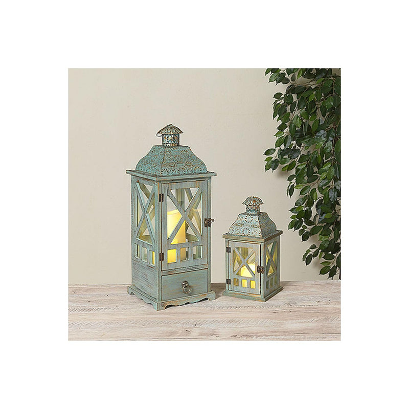 Gerson Company Set of 2 Wood & Metal Lanterns 20.87" H