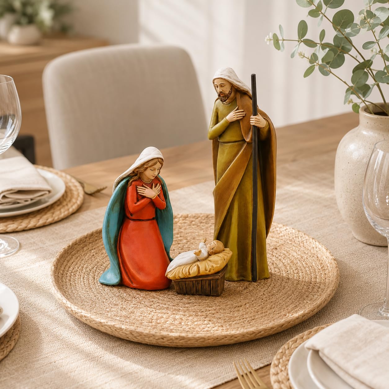 Comfy Hour 5 Inch Holy Family Nativity Figurine, Manger Scene, 1 Piece