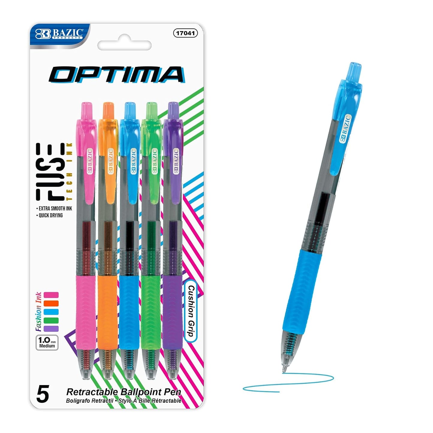 BAZIC 5 Color Optima Oil-Gel Ink Retractable Pen