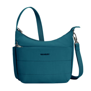 Travelon Handbag, 8"H(center) x 9.75"H(wing) x 11W x 3"D, Capri Blue