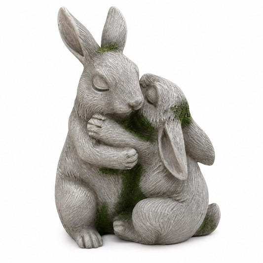 Comfy Hour 6 Inch Bunny Statue, Embracing Rabbit Garden Decor