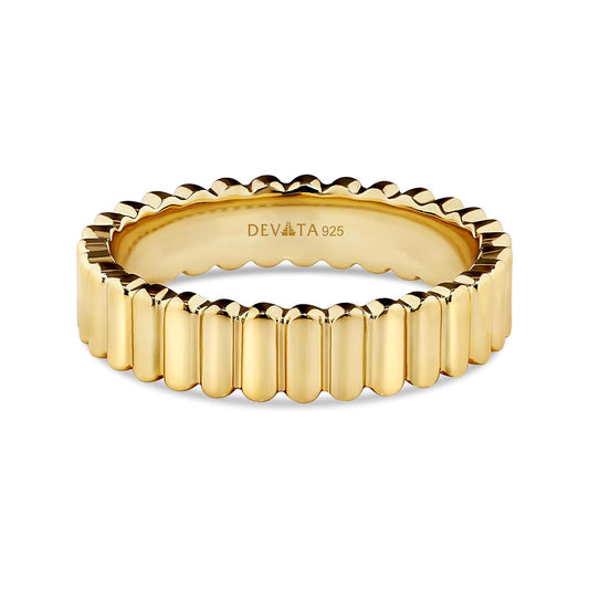 DEVATA Ring, 8, Gold Plated/Ribbed Band DRR8121