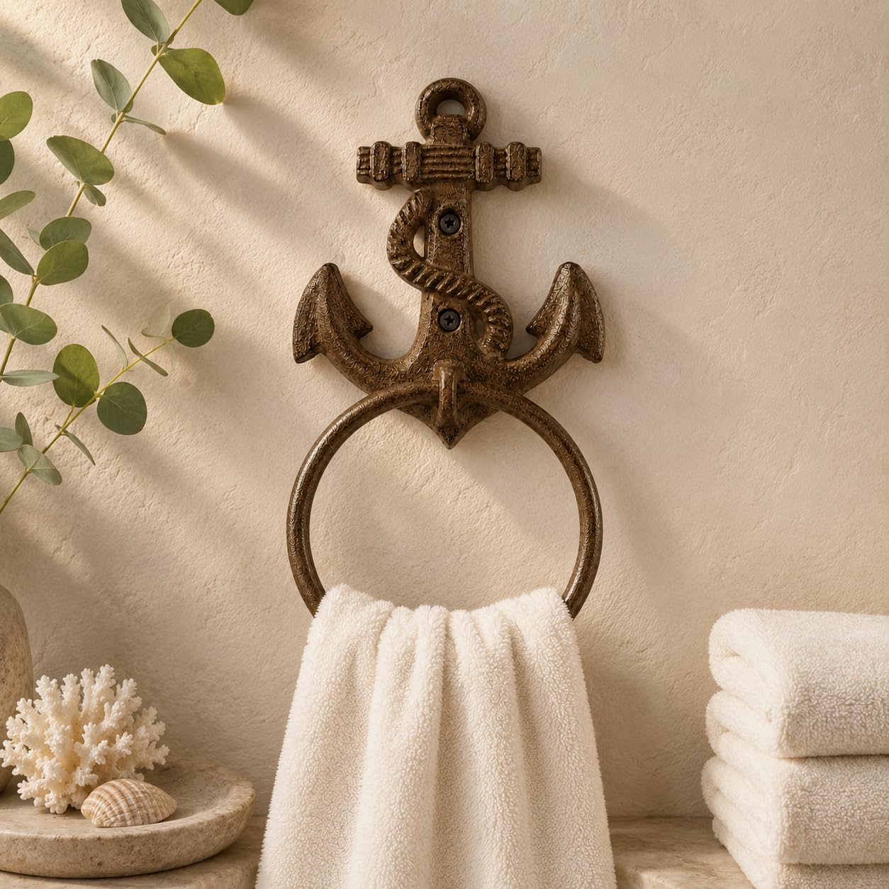 Comfy Hour 5.5 Inch Anchor Towel Ring, Nautical Towel Holder, Set of 1