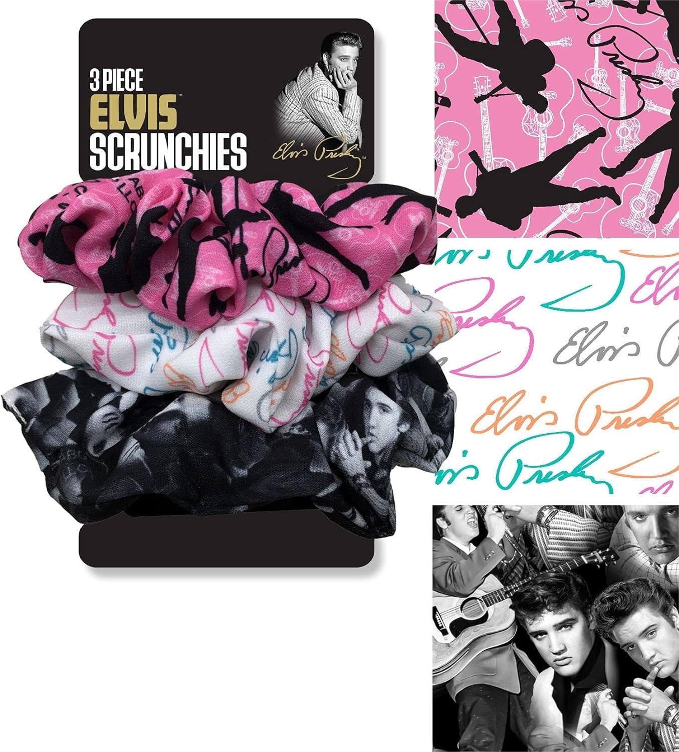 Spoontiques 19959 Elvis Scrunchies, Set of 3, 4-inch Depth