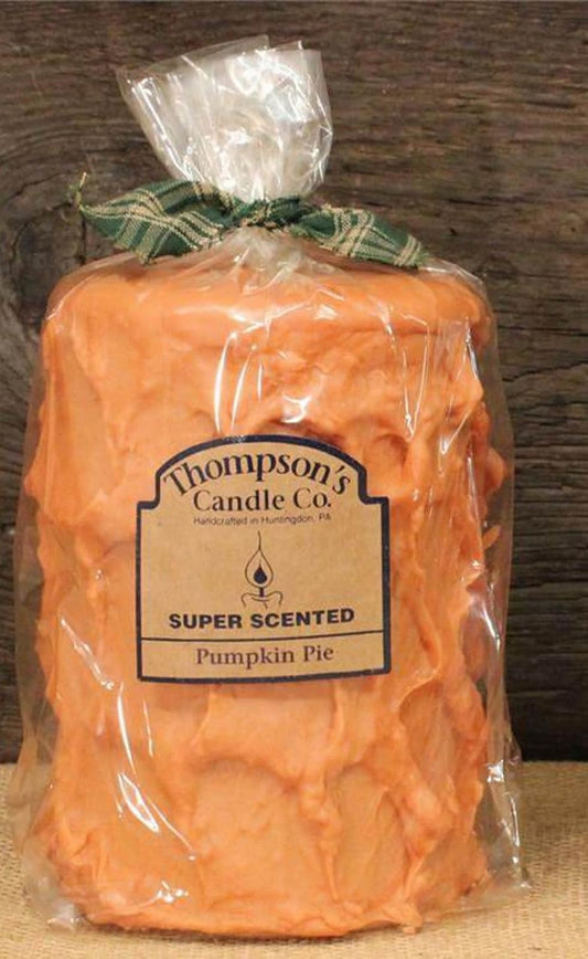 Thompson's Candle Co Super Scented LG (42 oz) Pillar Burns 200 Hrs "Pumpkin Pie""