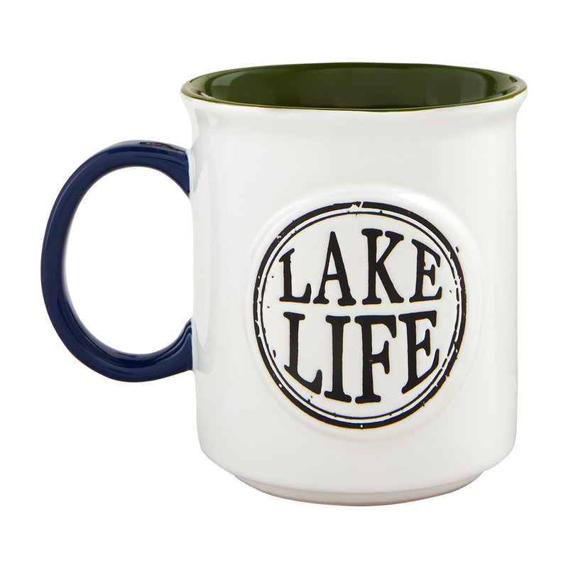 Mud Pie Lake Stamp Oversized Mug; 21 oz