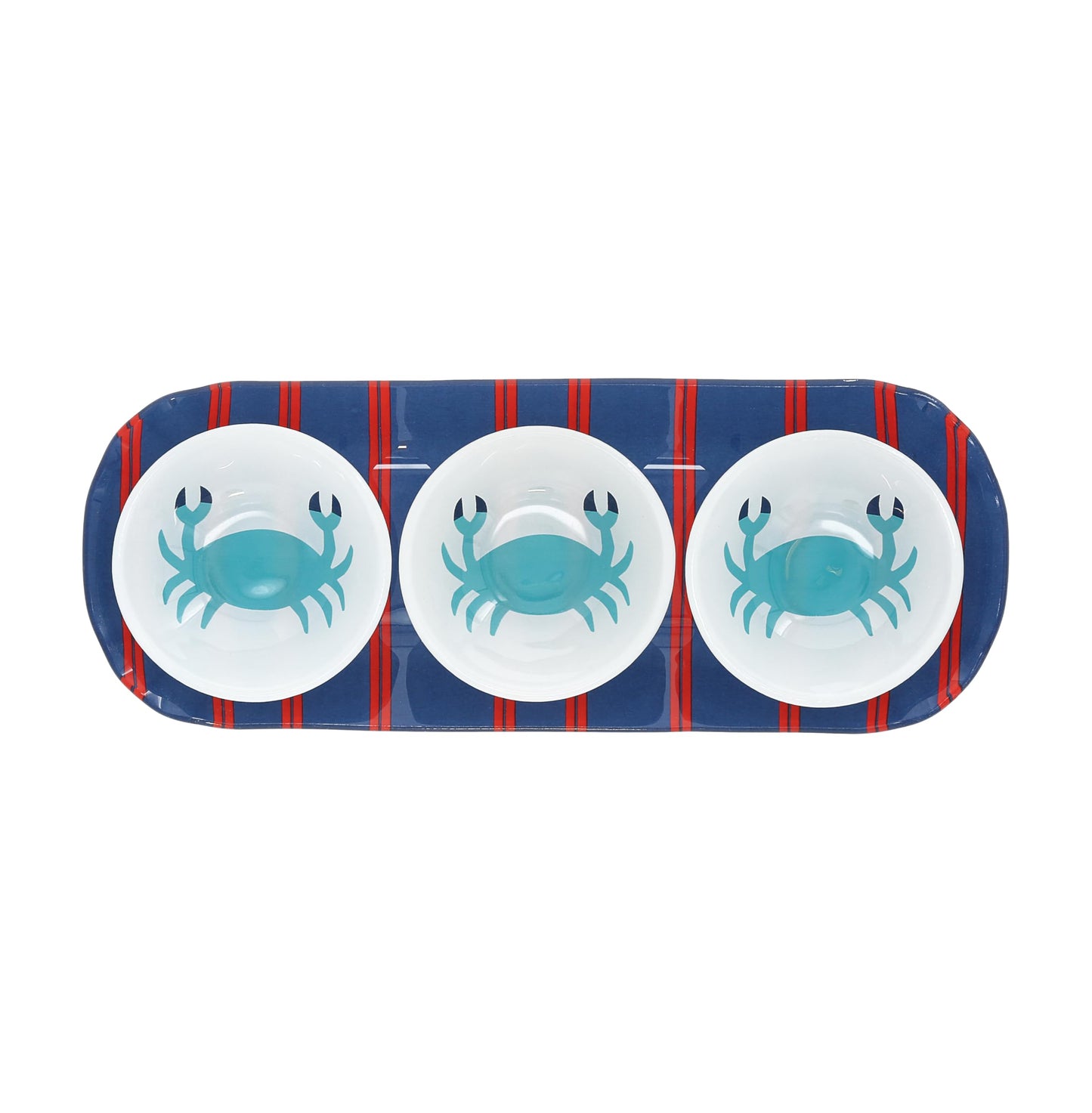 Pavilion - Crab - 11" Serving Tray with Three 2 Oz Bowl Set Vintage Beach Boat Waterfront Ocean Seaside Kitchen Decor Serveware