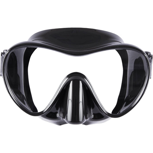 IST MP110 Frameless Dive Mask, Single Panoramic Shatterproof Lens for Scuba Diving & Snorkeling — Black Silicone