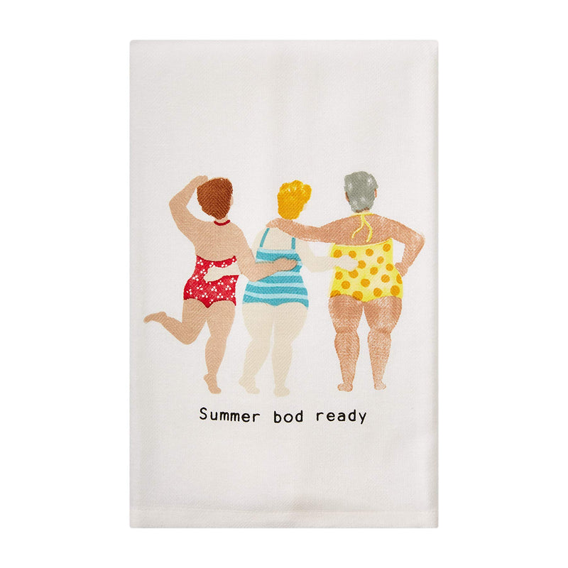 Mud Pie Ladies Summer Kitchen Tea Towel, Summer BOD Ready, 23" x 16"