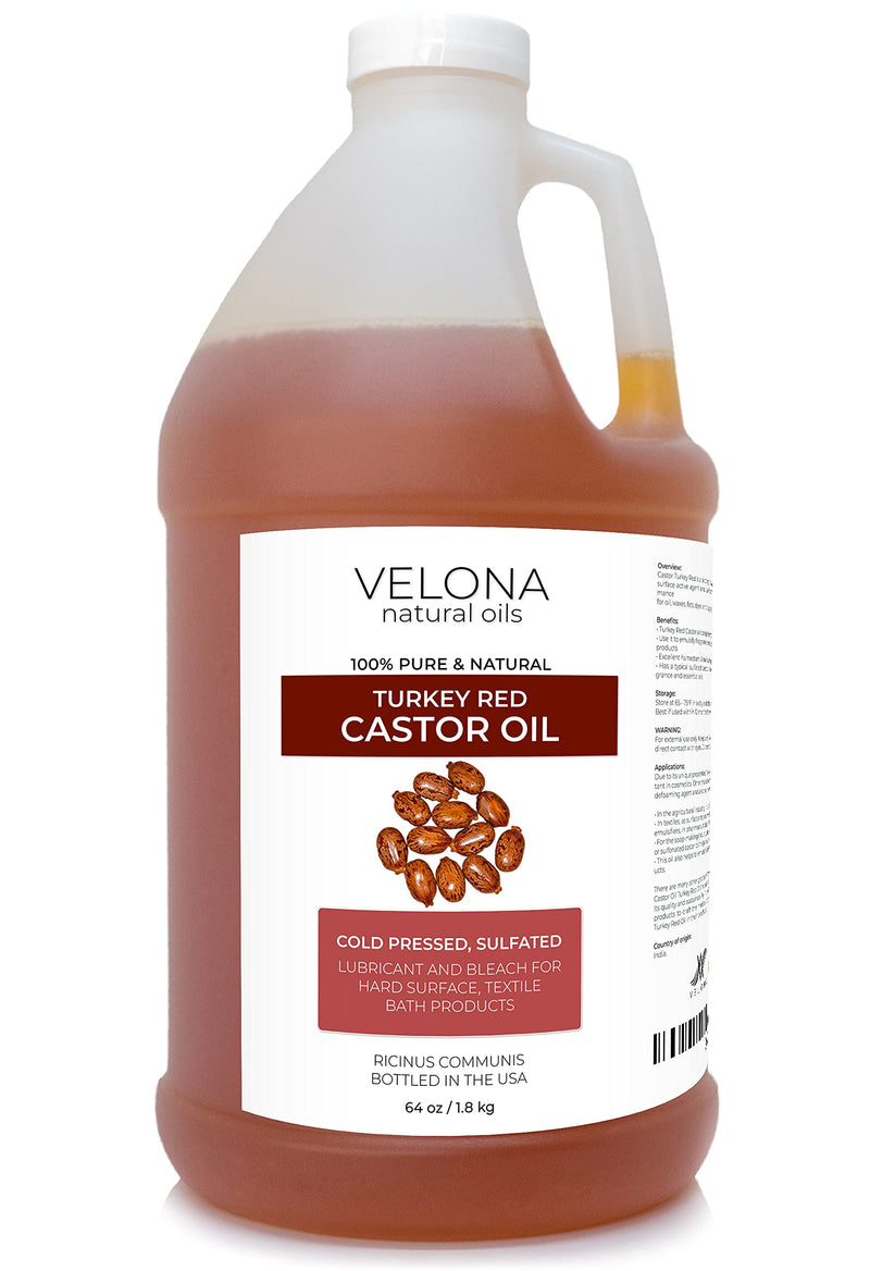 velona Castor Oil Turkey Red 64 oz | 100% Pure and Natural Carrier Oil | Cold Pressed | Hair, Body and Skin Care | Use Today - Enjoy Results