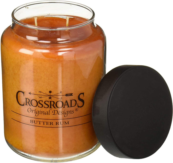 Crossroads Butter Rum Scented 2-Wick Candle, 26 Ounce