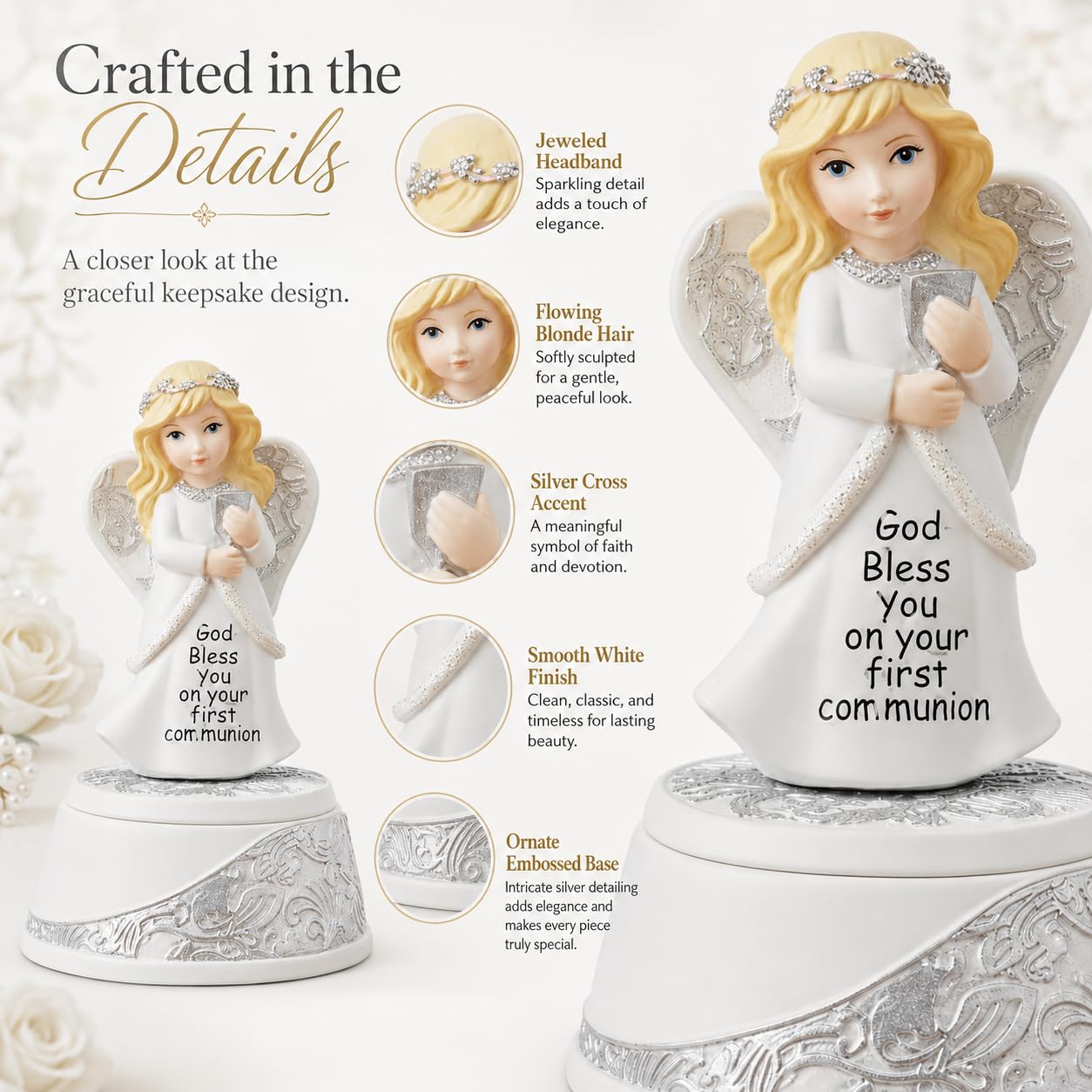 Comfy Hour 5.5 Inch First Communion Gifts, Angel Figurine Keepsake Box