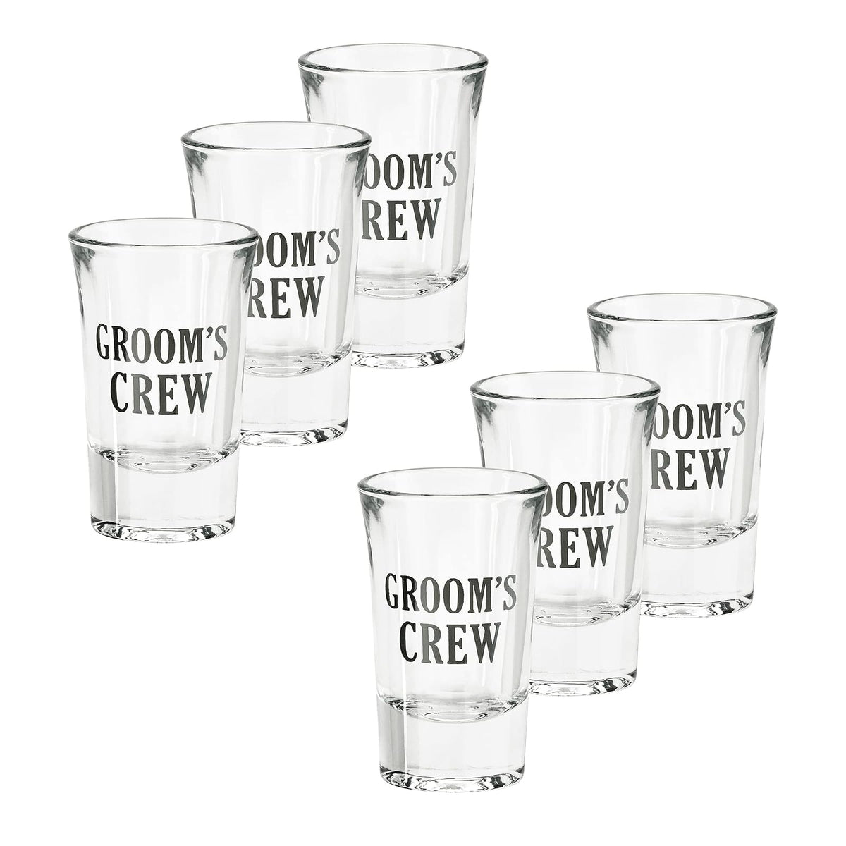 Blue Sky Clayworks Lillian Rose Set of 6 Groom's Crew Wedding Party Shot Glasses, 1.5oz, Black