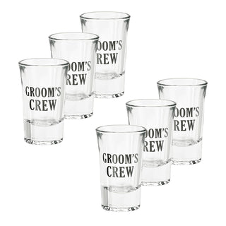 Blue Sky Clayworks Lillian Rose Set of 6 Groom's Crew Wedding Party Shot Glasses, 1.5oz, Black