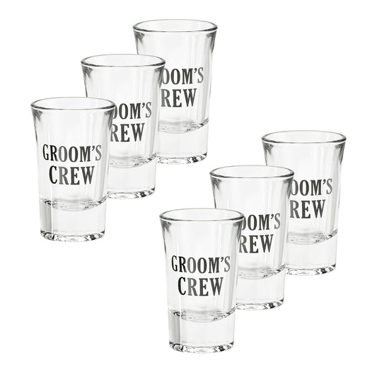 Blue Sky Clayworks Lillian Rose Set of 6 Groom's Crew Wedding Party Shot Glasses, 1.5oz, Black