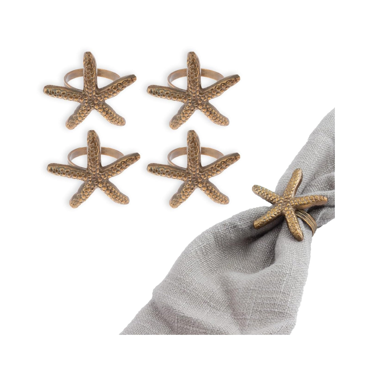 Karma Napkin Ring, Starfish Gold, Modern