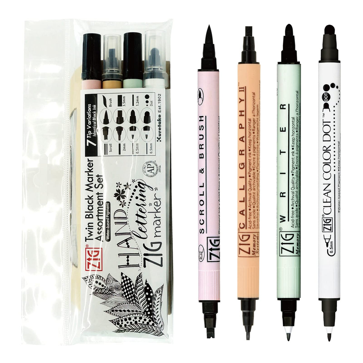 Kuretake Marking Pen, 1 Count (Pack of 4), Assorted