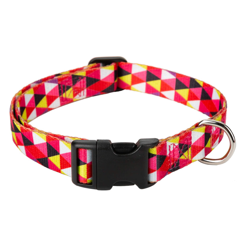 Mile High Life | Geometric Ocean Wavy Pattern | Soft Poly Cotton Fabric | Black Buckle Dog Collar with D Ring| We Donate to Dog Rescues(Red/White Plaid, Small)
