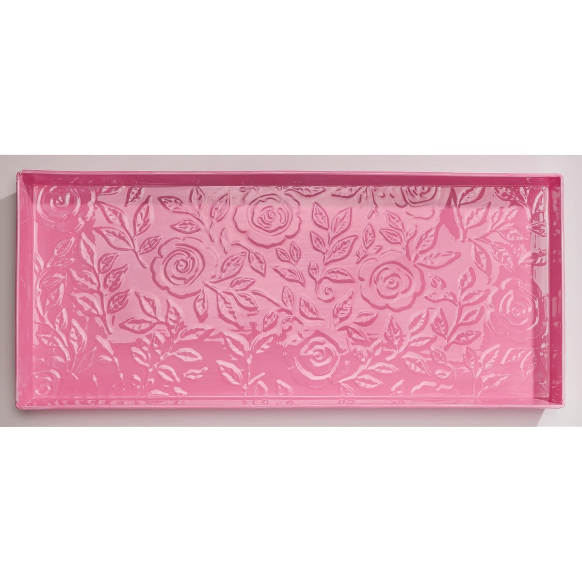 Home Furnishings By Larry Traverso Tray, 30" x 13" x 2", Wild Rose Design, Pink
