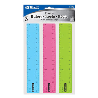 Comfy Hour 6 Inch Ruler, Small Plastic Mini Rulers, Set of 3