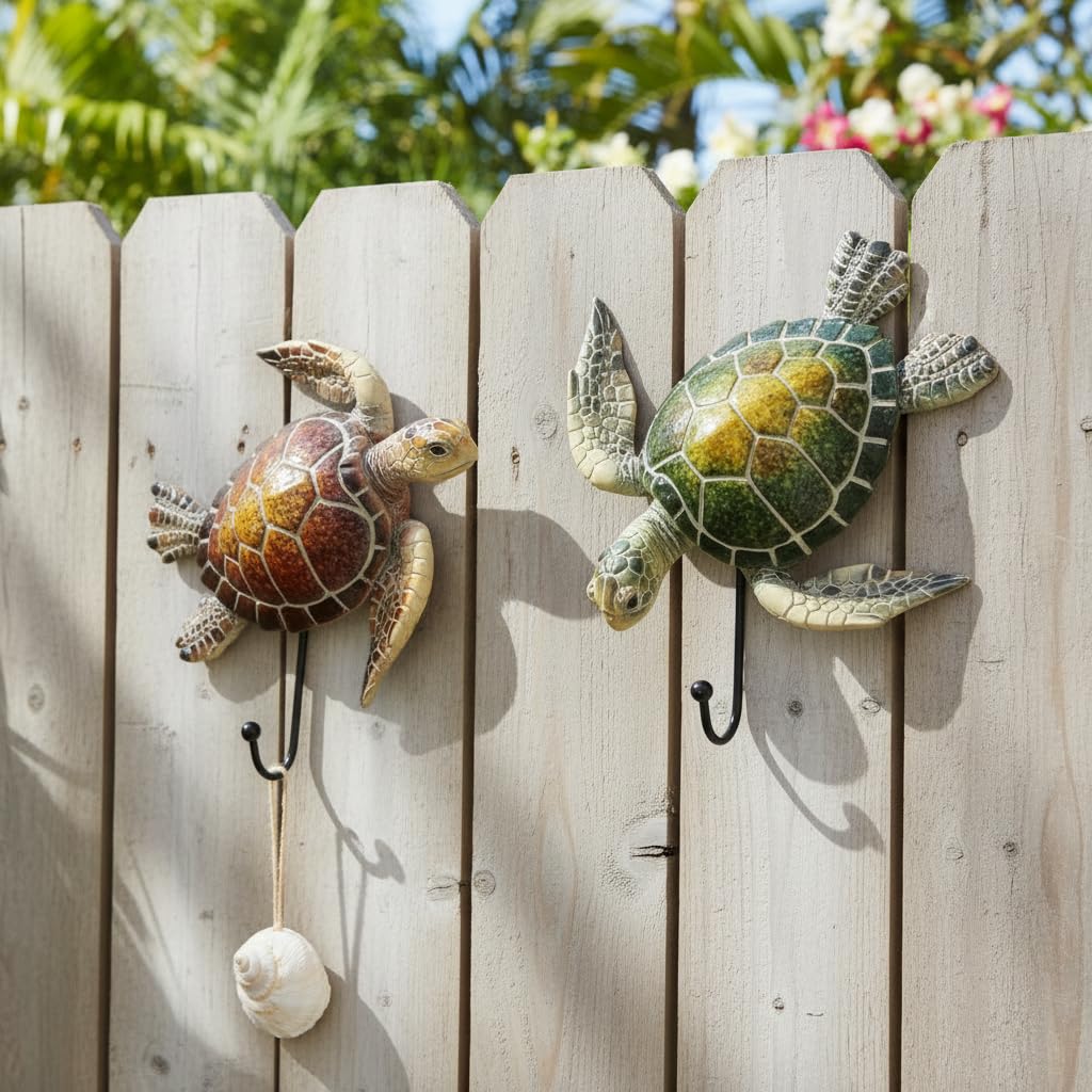 Comfy Hour Ocean Voyage with Sea Turtles Collection 5" Set Turtle Coastal Ocean Theme Decorative Wall Hanger, Polyresin