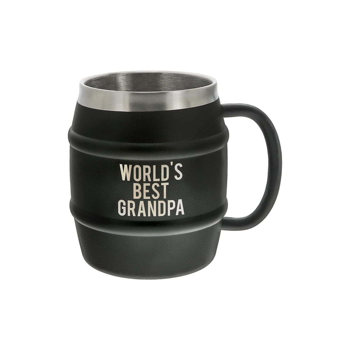 Pavilion Gift Company Drinking Cup, 15 Ounces, Black and silver