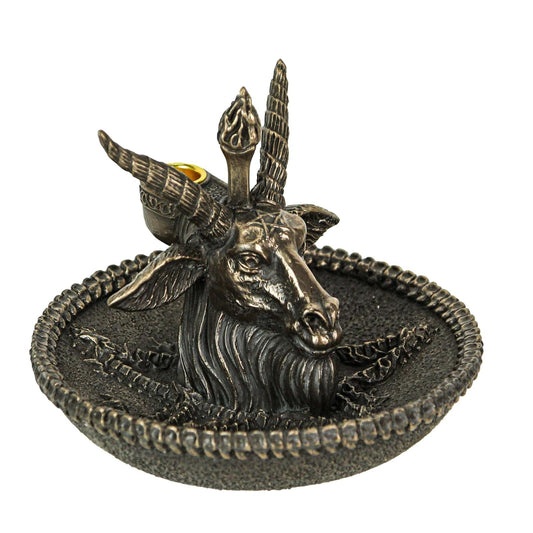 Unicorn Studio Veronese Design 4 1/8" Beast Head Baphomet Resin Sculpture Bronze Finish Back Flow Incense Bowl