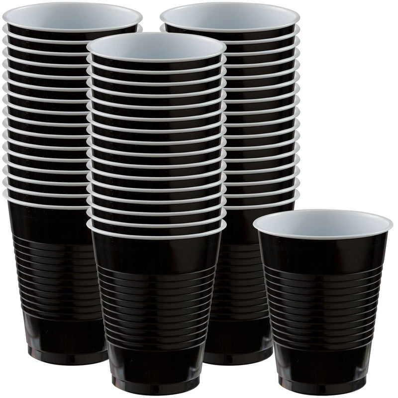 Disposable Double Stack Plastic Cups - 18 oz. | Black | 50 Pcs.