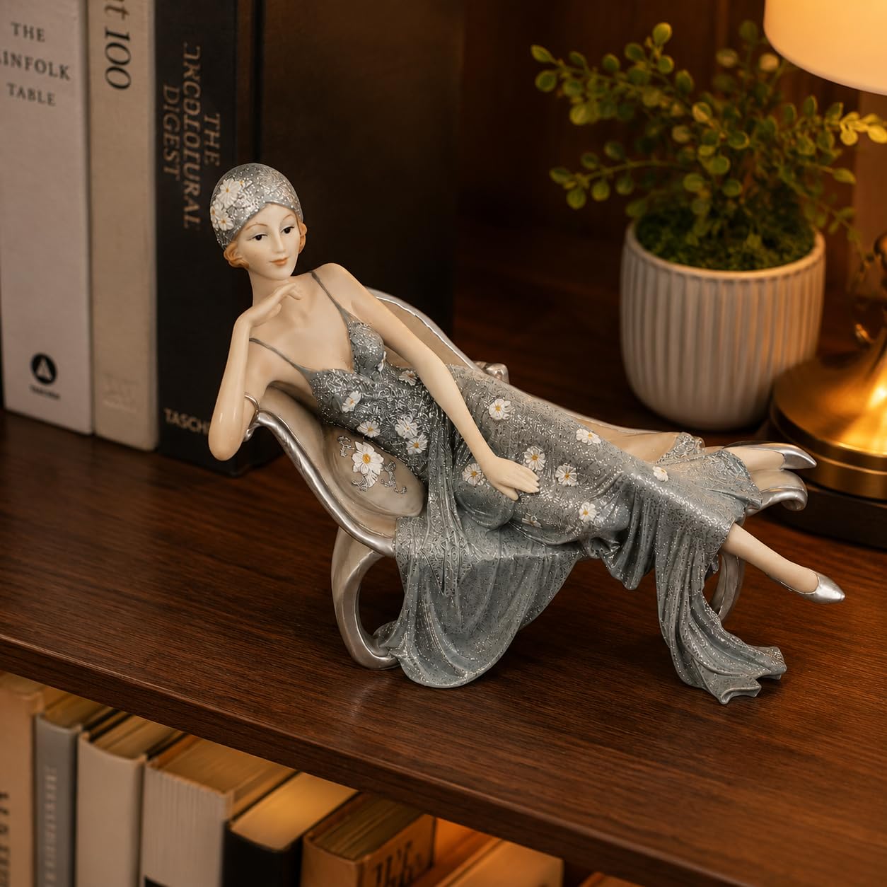 Comfy Hour 8 Inch Victorian Lady Figurine, Reclining Chair Statue